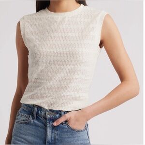 Rag & Bone Julia Textured Muscle Top in the color Ivory.